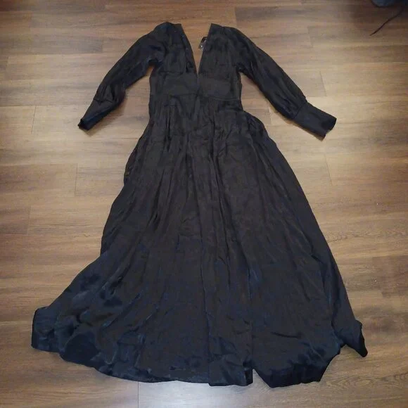Trashy Diva Black Satin Bianca Dress RARE 1940s VINTAGE DESIGNER NWT 12 GLAM - Picture 8 of 10